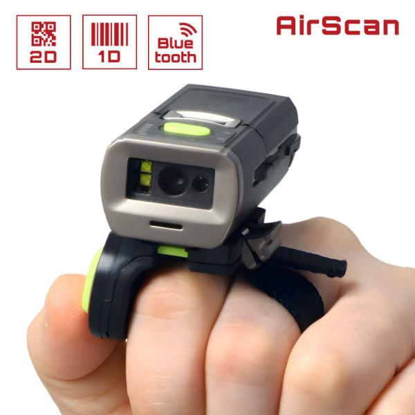 QRコードリーダー Bluetooth ウェアラブル AIRSCAN-F-2D-BLK 2次元コード...