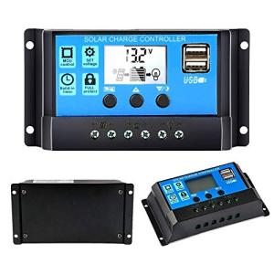 Y&H 30A ソーラーチャージャーコントローラー 12V/24V チャージコントローラー LCD 充電 電流ディスプレイ 液晶 ソーラーコント