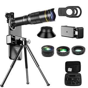 スマホ用カメラレンズ 22倍 スマホ 望遠レンズ 7in1セット 望遠レンズ/0.63倍広角レンズ/15倍マイクロレンズ/198°魚眼レンズ/三