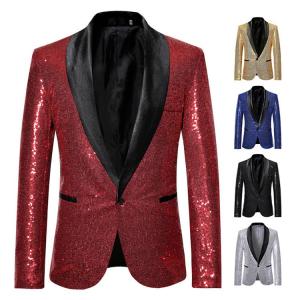 スーツジャケット スパンコール 演出服キラキラ 舞台 ステージ衣装メンズ 長袖ブレザー クラブ衣装 司会者 歌手DJ イベント 発表会 トップス