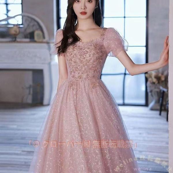 ピアノ発表会ドレス 大人 半袖 マキシ丈 レース 刺繍風 ワンピース Welina（株） 中学生 高...