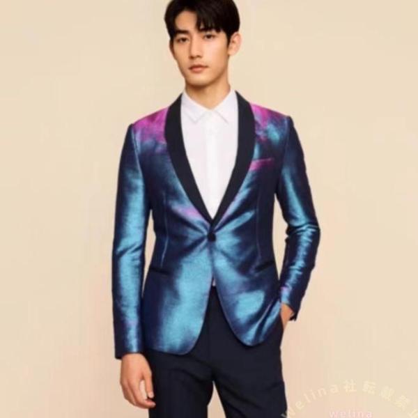 メンズ光沢グラデーションジャケット ステージ/舞台衣装 Welina カラオケ衣装 発表会 ダンス衣...
