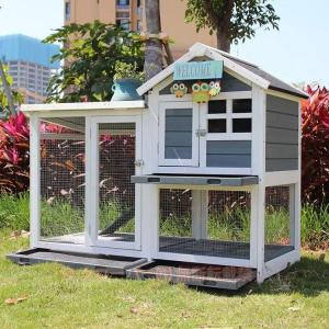 うさぎケージ木製屋外二層小動物小屋ラビットケージWelinaうさぎ小屋/鶏小屋兼用アパートメント風通気断熱お手入れ簡単屋外ウサギケージペットハウス