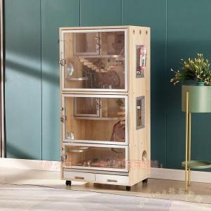 チンチラケージ 大型 木製 車輪付き 引き出しトレイ Welina（株） フェレット ウサギ 小動物飼育ケージ ペットケージ 通気 お手入れ簡単 多頭飼い 豪華 ハウス