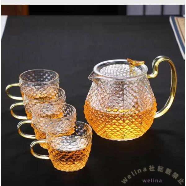 耐熱ガラスティーポットセット直火可600ml茶こし付 Welina おしゃれ急須 ガラス紅茶ポット ...