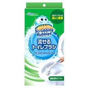 ジョンソン スクラビングバブル 流せるトイレブラシ 本体 フローラルソープ (1セット) トイレ用洗...