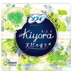 ユニチャーム ソフィ きよら Kiyora フレグランス ナチュラルグリーン (72個入) パンティライナー｜wellness-web