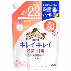 ライオン キレイキレイ 薬用泡ハンドソープ フルーツミックスの香り つめかえ用 大型サイズ (450mL) 詰め替え用 ハンドケア　医薬部外品｜wellness-web