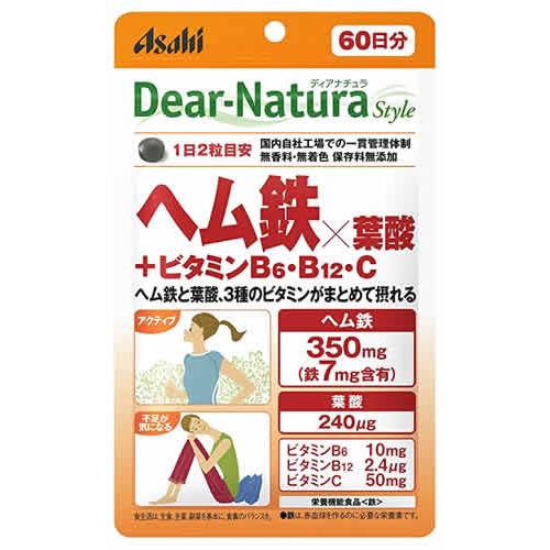 アサヒ ディアナチュラ スタイル ヘム鉄×葉酸＋ビタミンB6・B12・C 60日分 (120粒) 栄...