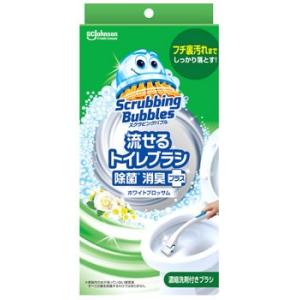 ジョンソン スクラビングバブル 流せるトイレブラシ 除菌消臭プラス ホワイトブロッサム 本体 (1セ...