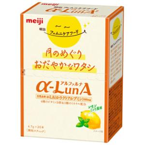 明治 フェムニケアフード アルファルナ α-LunA 顆粒 レモンミント風味 (4.7g×20本)　※軽減税率対象商品｜wellness-web