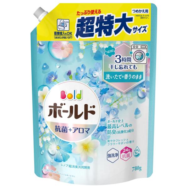 P&amp;G ボールドジェル 爽やかフレッシュフラワーサボンの香り つめかえ用 超特大サイズ (780g)...