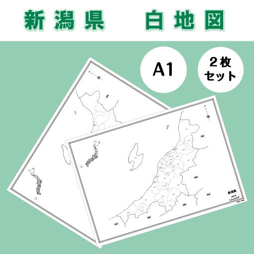 白地図 新潟県｜中部地方 地理 自由研究 大きな地図 受験勉強 夏休み 自宅学習 ビジネス 会議 A...