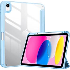 ProCase iPad 10世代 ケース 2022 10.9インチ A2696 A2757 A2777 ペン収納 耐衝撃 三つ折り スタンド スマートカバー（スカイブルー）｜wellvy-mall