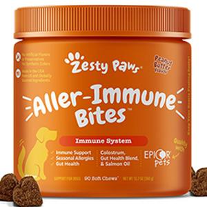 Zesty Paws アレルギー 免疫ケア バイツ 犬用ソフトチュウ ピーナッツバターフレーバー 9...