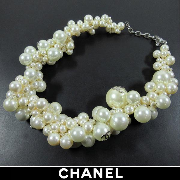 シャネル 2013年サマーコレクション 3mm〜24mm フェイクパール ココマーク付 ネックレス ...