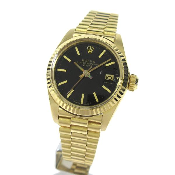 ロレックス 1982年 ヴィンテージ 6917/8 パーペチュアル デイト ブラック文字盤 レディー...