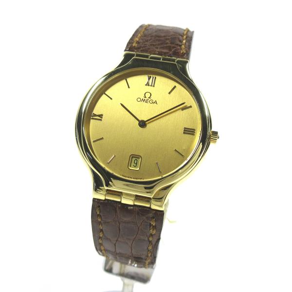 オメガ 1992年 196.0316 K18YG デビル シンボル シャンパン デイト 32mm ラ...