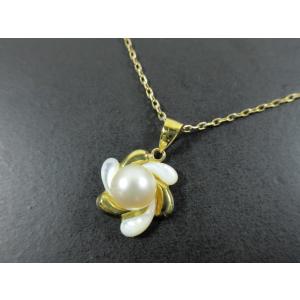K18ペンダントトップ（真珠　ルビー) マベパールペンダントトップ 真珠 20mm K18 中古 プレラブド