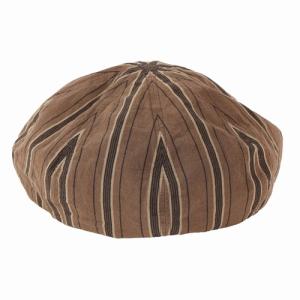 ウォッシュドストライプワイドベレー　HIGHER（ハイヤー）（WASHEDSTRIPEWIDEBERET）-BROWN｜west-shop