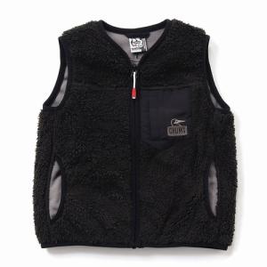 Kid’sBondingFleeceNoCollarVest　CHUMS（チャムス）（キッズボンディングフリースノーカラーベスト）-Black｜west-shop