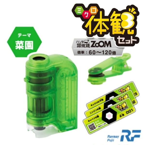 レイメイ藤井 ハンディ顕微鏡ZOOM ミクロ体観セット RXTG3M グリーン 菜園 スマホ撮影