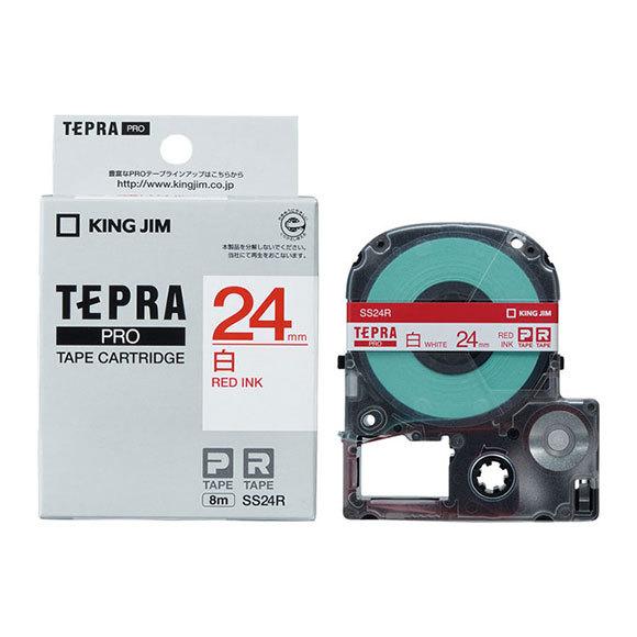 テプラPRO テープカートリッジ SS24R 白ラベル赤文字 24mm キングジム