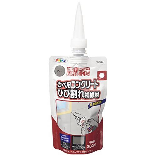 アサヒペン ワンタッチカベ用コンクリ補修材 200ML W002 グレー