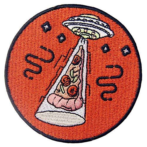 UFOとピザ刺繍のバッジのアイロン付けまたは縫い付けるワッペン