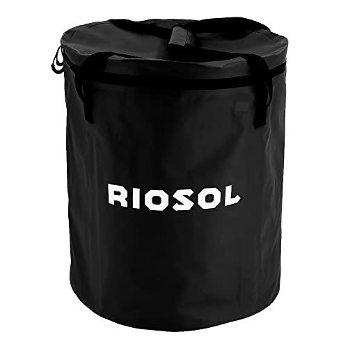 RIOSOL 折りたたみ式防水ソフトバケツ ゴミ箱 キャンプ用 耐荷重20kg ブラック