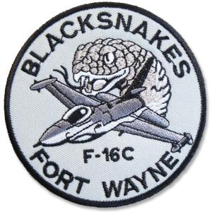 ミリタリーワッペン【F-16C BLACKSNAKES・ブラックスネーク】グレー 蛇 ヘビ エアフォース アメリカ空軍 トップガン USネイビー 星条｜westbay-link