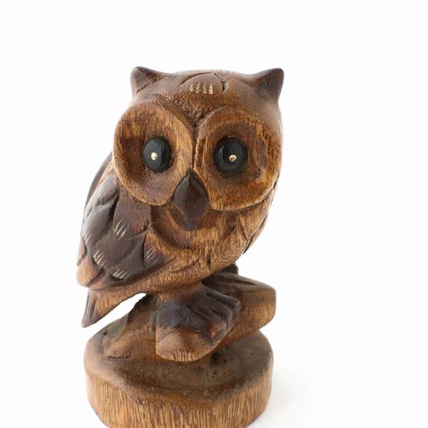 TMC 木彫 木乗りフクロウ S