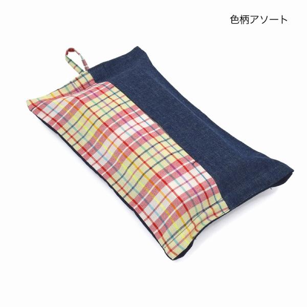 TMC デニム×イサンチェック ティッシュBOXカバー