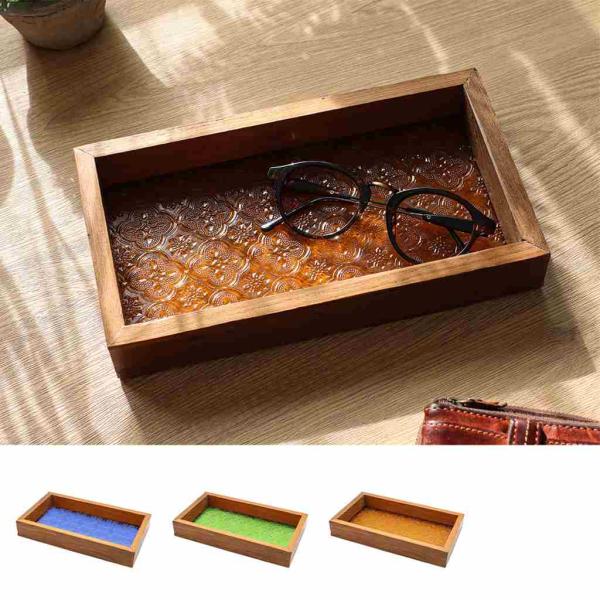 TMC　 ウッド&amp;エンボスガラス  トレイ　10724-810　小物置き　アクセボックス
