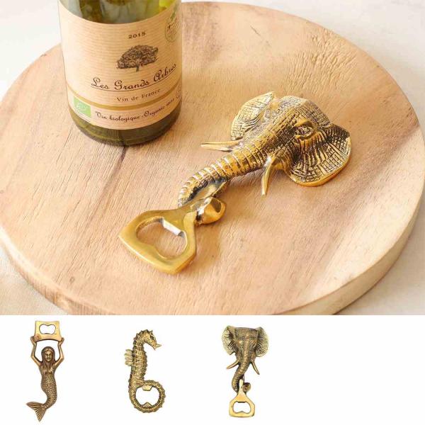 TMC　 インドブラス　栓抜き　 34524-990　人魚/シーホース/ゾウ　真鍮　