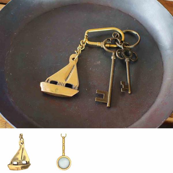 TMC　 インドブラス キーリング　 34524-008　ヨット/ルーペ　キーホルダー　