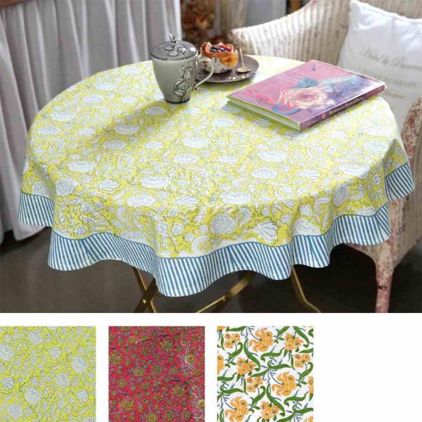 TMC　 コンフィーブロックプリント ラウンドクロス　 16725-882　丸テーブルクロス