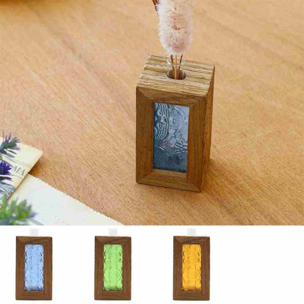 TMC　 ウッドフラワーベース ミニ エンボスガラス　 10225-821　ペン立て　花瓶　