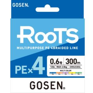 ゴーセン GOSEN  ROOTS ルーツ PE×4  300m  0.6号/0.8号/1号/1.2号/1.5号/2号/3号/4号  10mマルチカラー  PEライン｜westcoast