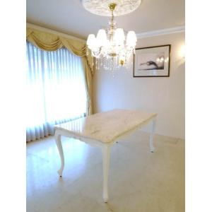 スーパーホワイト色 クリームベージュ大理石天板 Orderdining066 ウエストハウスギャラリーヤフー店 新商品 輸入 テーブル オーダー家具 ビバリーヒルズダイニングテーブル160 リボンの彫刻