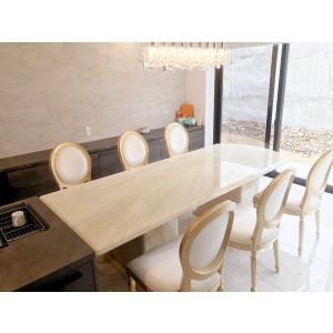 大理石家具 オーダーメイド ダイニングテーブル240cm 2本脚 エレガンス