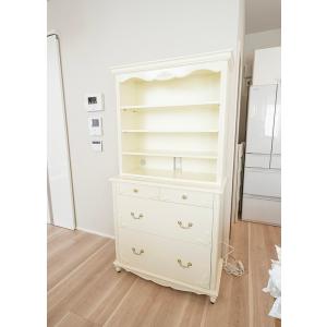 <加東市>引き出し　ドロワー　可愛い　収納　白家具　輸入家具　ホワイト　装飾　country corner カントリーコーナー　高級　フランス製 パールシリーズ 3段ワイドチェスト｜カントリーコーナーの通販ショップ