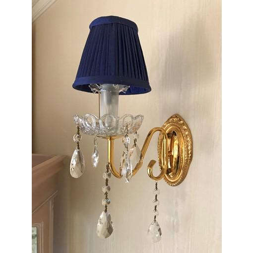 　輸入 ヨーロッパ オランダ製高級ランプシェード ネイビーピンタック