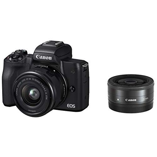 Canon ミラーレス一眼カメラ EOS Kiss M ダブルレンズキット ブラック EOSKISS...