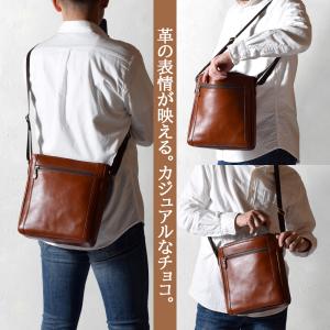 ショルダーバッグ メンズ 本革 縦型 40代 ...の詳細画像2