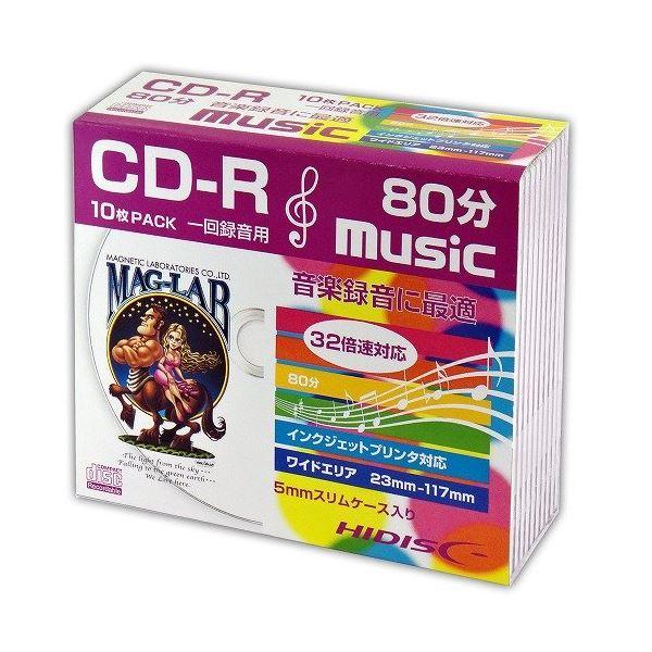 (まとめ)HIDISC CD-R 音楽用5mmスリムケース10P HDCR80GMP10SC〔×5セ...