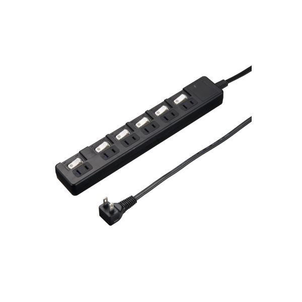 (まとめ）YAZAWA 雷ガード付6個口節電タップ2mブラックH8KS662BK〔×2セット〕