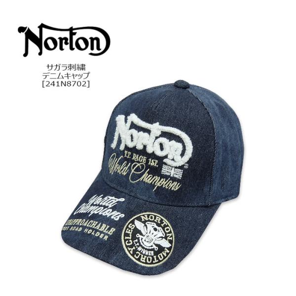NORTON (ノートン) サガラ刺繍 デニム キャップ[241N8702] 2024 刺繍 帽子 ...
