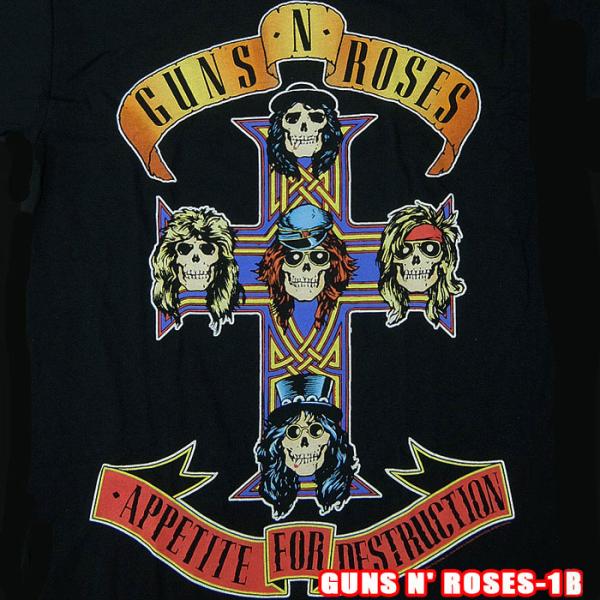 GUNS N' ROSES-1B[ガンズアンドローゼス] CROSS ロックＴシャツ バンドTシャツ...