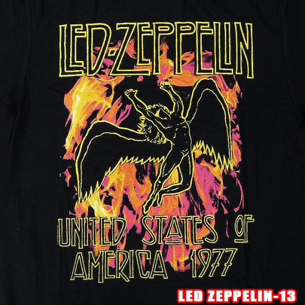 LED ZEPPELIN-13[レッドツェッペリン] Black Flames ROCK TEE ロ...